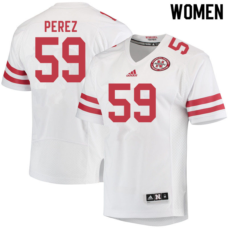 Women #59 Brian Perez Nebraska Cornhuskers College Football Jerseys Sale-White